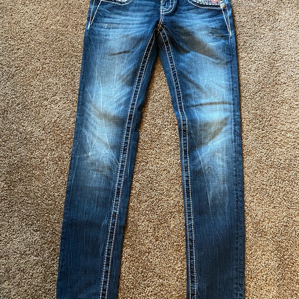 Miss Me Blue Jeans with Embroidery and Rhinestones - Picture 4 of 4